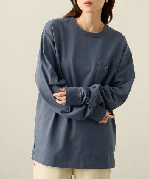 NAVY(ネイビー)の「NAVY リラックスFITヘビーウェイトロングTシャツ(Tシャツ/カットソー・メンズ・ネイビー×ホワイト/ホワイト/ブラック/ベージュ/ブルー・M/S/XL/L)」の9枚目の写真