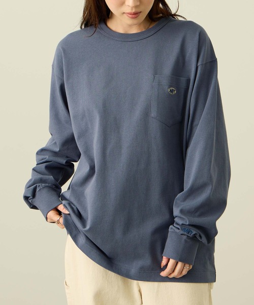 NAVY(ネイビー)の「NAVY リラックスFITヘビーウェイトロングTシャツ(Tシャツ/カットソー・メンズ・ネイビー×ホワイト/ホワイト/ブラック/ベージュ/ブルー・M/S/XL/L)」の10枚目の写真