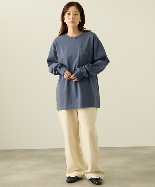 NAVY(ネイビー)の「NAVY リラックスFITヘビーウェイトロングTシャツ(Tシャツ/カットソー・メンズ・ネイビー×ホワイト/ホワイト/ブラック/ベージュ/ブルー・M/S/XL/L)」の11枚目の写真
