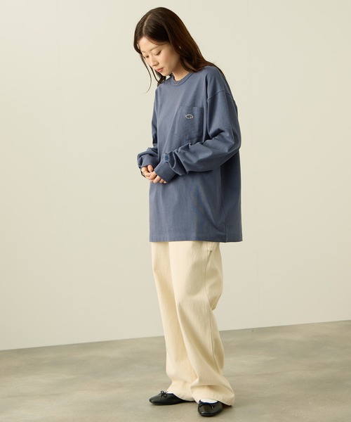 NAVY(ネイビー)の「NAVY リラックスFITヘビーウェイトロングTシャツ(Tシャツ/カットソー・メンズ・ネイビー×ホワイト/ホワイト/ブラック/ベージュ/ブルー・M/S/XL/L)」の12枚目の写真