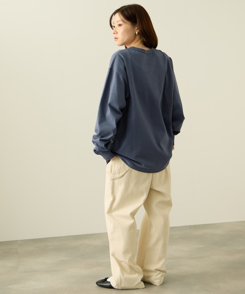 NAVY(ネイビー)の「NAVY リラックスFITヘビーウェイトロングTシャツ(Tシャツ/カットソー・メンズ・ネイビー×ホワイト/ホワイト/ブラック/ベージュ/ブルー・M/S/XL/L)」の13枚目の写真
