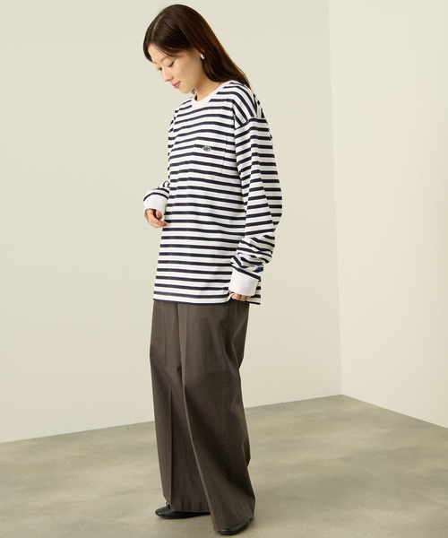 NAVY(ネイビー)の「NAVY リラックスFITヘビーウェイトロングTシャツ(Tシャツ/カットソー・メンズ・ネイビー×ホワイト/ホワイト/ブラック/ベージュ/ブルー・M/S/XL/L)」の15枚目の写真