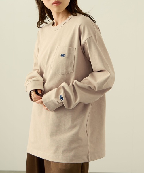 NAVY(ネイビー)の「NAVY リラックスFITヘビーウェイトロングTシャツ(Tシャツ/カットソー・メンズ・ネイビー×ホワイト/ホワイト/ブラック/ベージュ/ブルー・M/S/XL/L)」の17枚目の写真