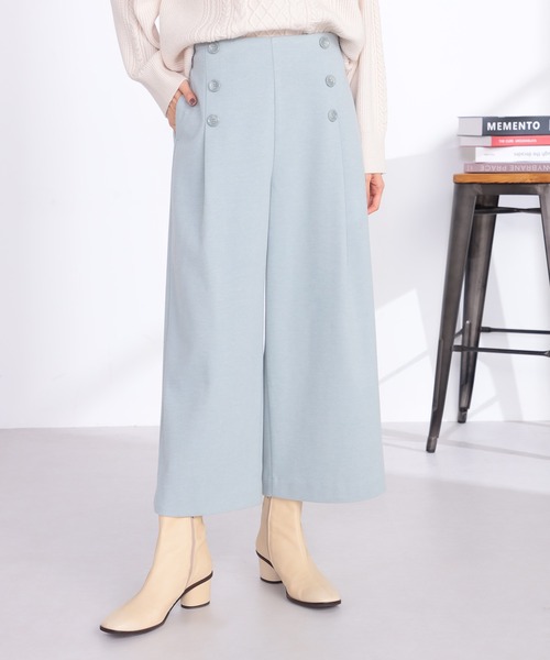 GALLORIA（ギャローリア）の「ボタン付きワイドパンツ（その他パンツ・レディース・ブラック/チャコールグレー/ライトグリーン・LL/L/M/S）」の3枚目の写真