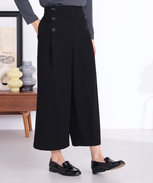 GALLORIA（ギャローリア）の「ボタン付きワイドパンツ（その他パンツ・レディース・ブラック/チャコールグレー/ライトグリーン・LL/L/M/S）」の4枚目の写真