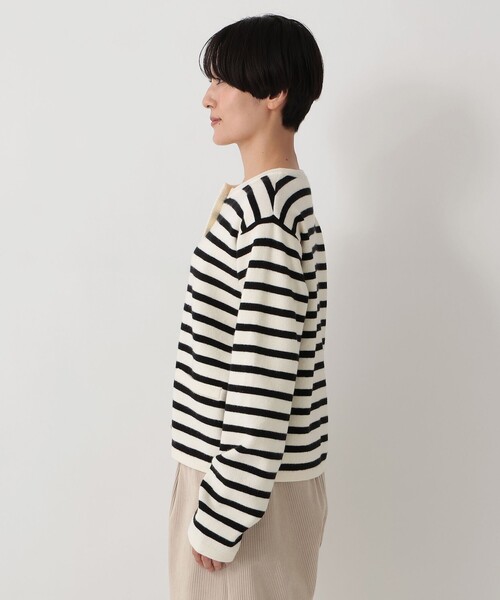 Afternoon Tea(アフタヌーンティー)の「MON JOURNALボーダーニットカーディガン(カーディガン/ボレロ・レディース・グレー/ベージュ/アイボリー・MEDIUM)」の5枚目の写真