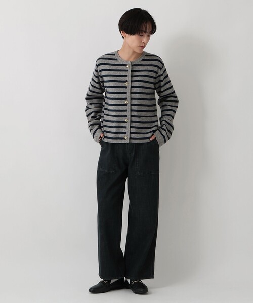 Afternoon Tea(アフタヌーンティー)の「MON JOURNALボーダーニットカーディガン(カーディガン/ボレロ・レディース・グレー/ベージュ/アイボリー・MEDIUM)」の9枚目の写真