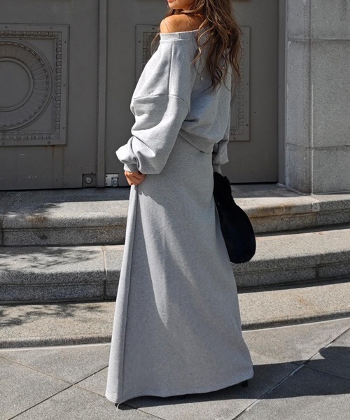 esutoreja（エストレジャ）の「スウェットスカートセットアップ（セットアップ・レディース・グレー/ブラック・FREE）」の5枚目の写真