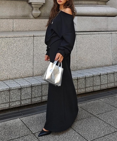 esutoreja（エストレジャ）の「スウェットスカートセットアップ（セットアップ・レディース・グレー/ブラック・FREE）」の8枚目の写真