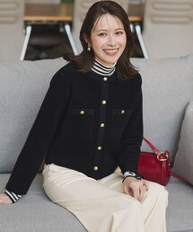 23区 L（ニジュウサンクオオキイサイズ）の「【洗える】ベロアニット カーディガン（カーディガン/ボレロ）」