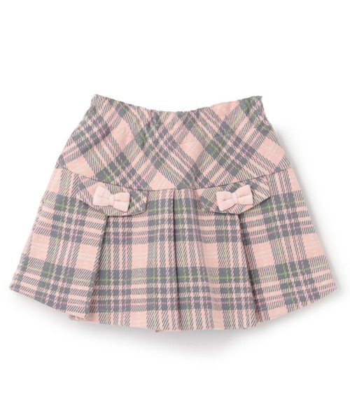 KP（ケーピー）の「Wジャカードチェック スカパン（その他パンツ・キッズ・ネイビー/ピンク・90cm/100cm/110cm/120cm/130cm/140cm/150cm）」の2枚目の写真