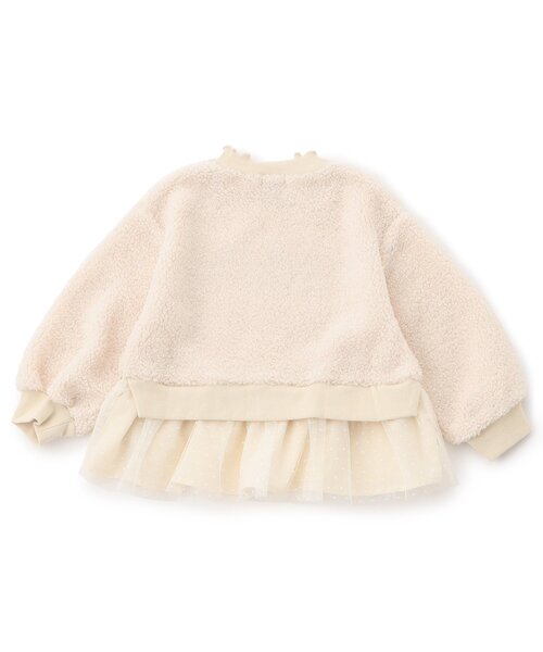 Seraph（セラフ）の「【ジュニア対応】チュール付き刺繍ボアトレーナー（スウェット・キッズ・ライトグレー/アイボリー・80/90/100/110/120/130/140）」の3枚目の写真