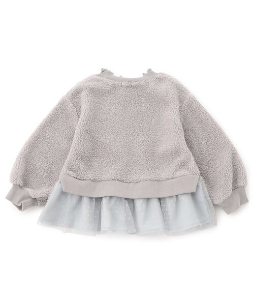 Seraph（セラフ）の「【ジュニア対応】チュール付き刺繍ボアトレーナー（スウェット・キッズ・ライトグレー/アイボリー・80/90/100/110/120/130/140）」の4枚目の写真