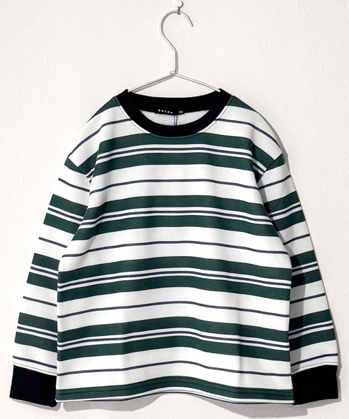ZI-ON(ジーオン)の「キッズ ボーダー オーバーサイズ トレーナー(スウェット・キッズ・グレー系その他/ブラック/ホワイト×グリーン/ネイビー/ブルー系その他/チャコールグレー・110cm/120cm/130cm/140cm/150cm/160cm)」の2枚目の写真