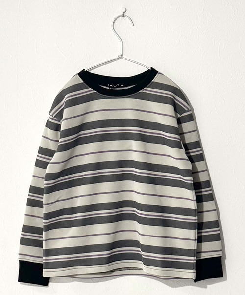 ZI-ON(ジーオン)の「キッズ ボーダー オーバーサイズ トレーナー(スウェット・キッズ・グレー系その他/ブラック/ホワイト×グリーン/ネイビー/ブルー系その他/チャコールグレー・110cm/120cm/130cm/140cm/150cm/160cm)」の4枚目の写真