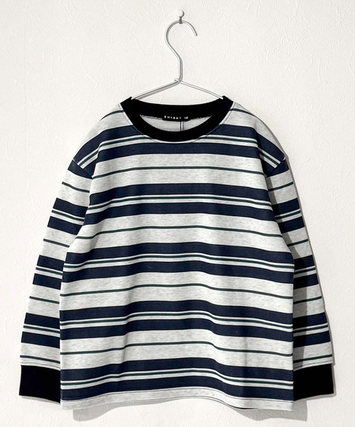 ZI-ON(ジーオン)の「キッズ ボーダー オーバーサイズ トレーナー(スウェット・キッズ・グレー系その他/ブラック/ホワイト×グリーン/ネイビー/ブルー系その他/チャコールグレー・110cm/120cm/130cm/140cm/150cm/160cm)」の5枚目の写真