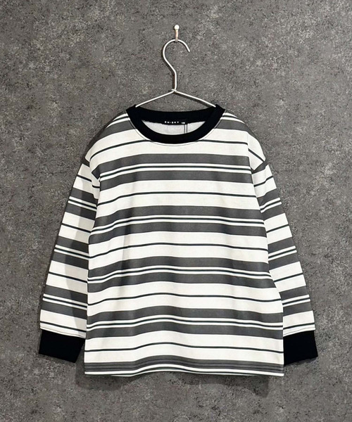 ZI-ON(ジーオン)の「キッズ ボーダー オーバーサイズ トレーナー(スウェット・キッズ・グレー系その他/ブラック/ホワイト×グリーン/ネイビー/ブルー系その他/チャコールグレー・110cm/120cm/130cm/140cm/150cm/160cm)」の7枚目の写真