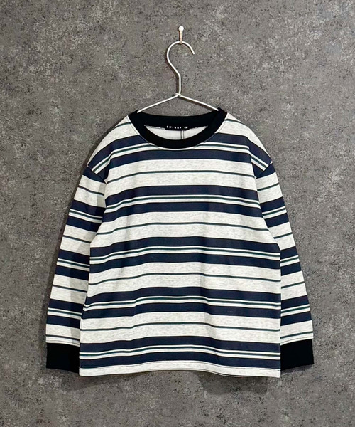 ZI-ON(ジーオン)の「キッズ ボーダー オーバーサイズ トレーナー(スウェット・キッズ・グレー系その他/ブラック/ホワイト×グリーン/ネイビー/ブルー系その他/チャコールグレー・110cm/120cm/130cm/140cm/150cm/160cm)」の8枚目の写真