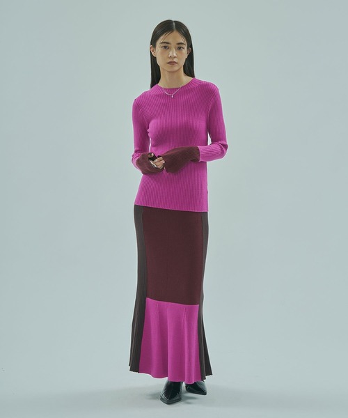 ROSE BUD(ローズバッド)の「MULTICOLOR RIB KNIT SKIRT(スカート・レディース・ブラック/バーガンディー・ONE SIZE)」の14枚目の写真