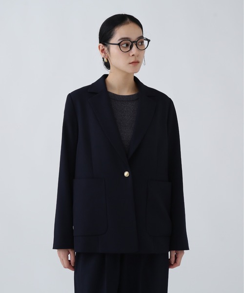 NAVYNAVY（ネイビーネイビー）の「【NAVYNAVY】【365ユーティリティー】丸めて持ち運べる忍ばせストレッチギャバテーラードジャケット（テーラードジャケット・レディース・ネイビー/ブラック・SMALL/MEDIUM）」の2枚目の写真