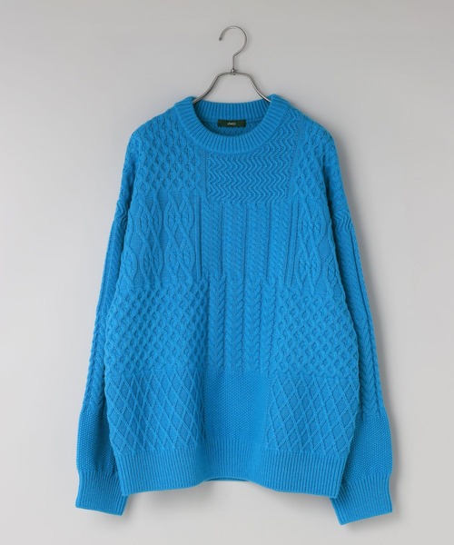 LOWRYS FARM（ローリーズファーム）の「【LFM(U)】クレイジーケーブルニットプルオーバー　 606149（ニット/セーター・メンズ・ブルー/ホワイト/ネイビー・MEDIUM/LARGE）」の12枚目の写真