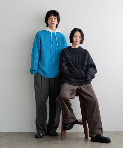 LOWRYS FARM（ローリーズファーム）の「【LFM(U)】クレイジーケーブルニットプルオーバー　 606149（ニット/セーター・メンズ・ブルー/ホワイト/ネイビー・MEDIUM/LARGE）」の15枚目の写真