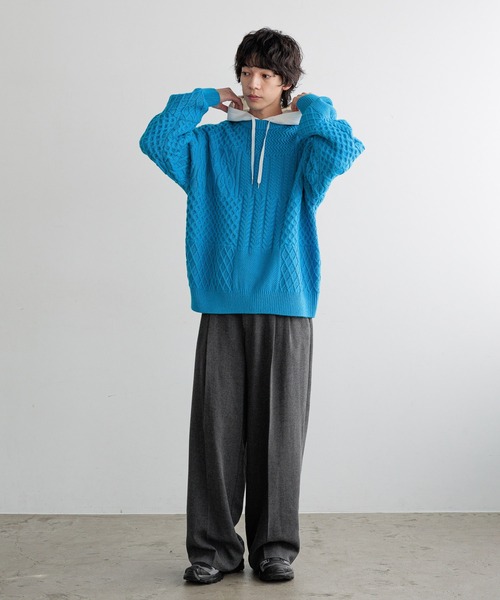 LOWRYS FARM（ローリーズファーム）の「【LFM(U)】クレイジーケーブルニットプルオーバー　 606149（ニット/セーター・メンズ・ブルー/ホワイト/ネイビー・MEDIUM/LARGE）」の17枚目の写真