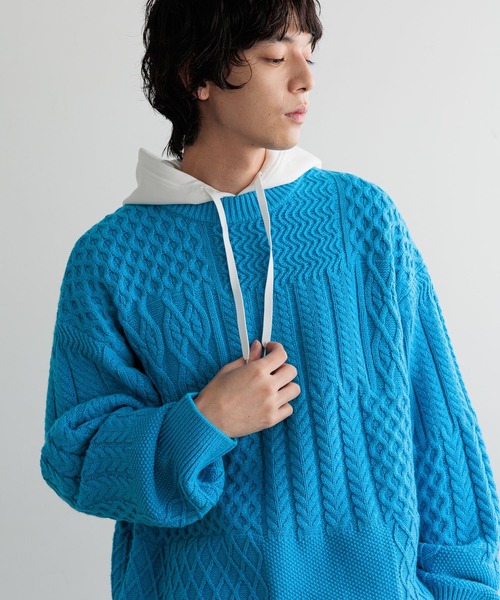 LOWRYS FARM（ローリーズファーム）の「【LFM(U)】クレイジーケーブルニットプルオーバー　 606149（ニット/セーター・メンズ・ブルー/ホワイト/ネイビー・MEDIUM/LARGE）」の22枚目の写真