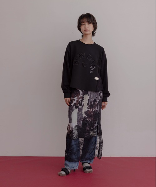 Eimee Law(エイミーロウ)の「カウ柄デニムコラージュptヘムレースタイトスカート(スカート・レディース・グレー/カーキ・FREE)」の18枚目の写真