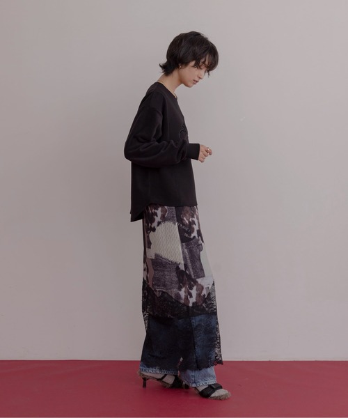 Eimee Law(エイミーロウ)の「カウ柄デニムコラージュptヘムレースタイトスカート(スカート・レディース・グレー/カーキ・FREE)」の19枚目の写真