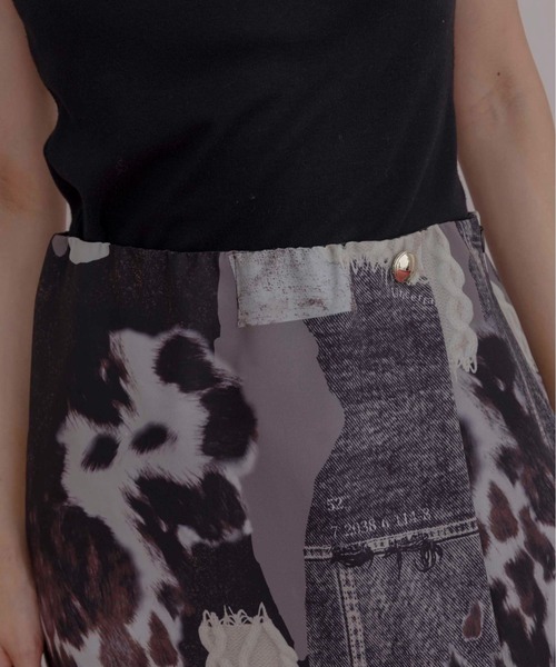 Eimee Law(エイミーロウ)の「カウ柄デニムコラージュptヘムレースタイトスカート(スカート・レディース・グレー/カーキ・FREE)」の9枚目の写真