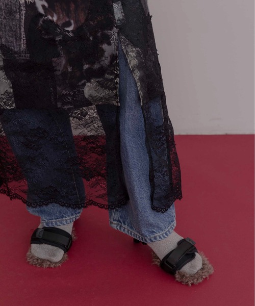 Eimee Law(エイミーロウ)の「カウ柄デニムコラージュptヘムレースタイトスカート(スカート・レディース・グレー/カーキ・FREE)」の11枚目の写真