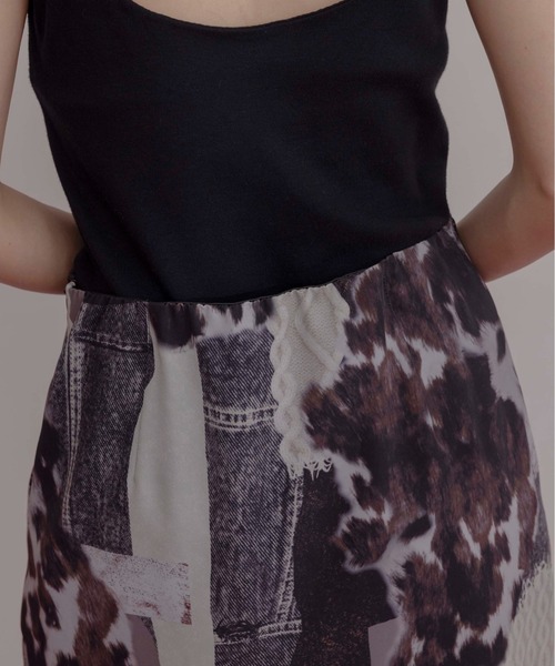 Eimee Law(エイミーロウ)の「カウ柄デニムコラージュptヘムレースタイトスカート(スカート・レディース・グレー/カーキ・FREE)」の12枚目の写真