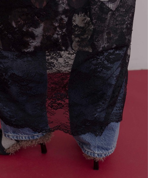 Eimee Law(エイミーロウ)の「カウ柄デニムコラージュptヘムレースタイトスカート(スカート・レディース・グレー/カーキ・FREE)」の13枚目の写真