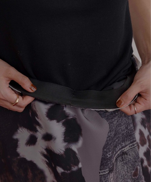 Eimee Law(エイミーロウ)の「カウ柄デニムコラージュptヘムレースタイトスカート(スカート・レディース・グレー/カーキ・FREE)」の16枚目の写真