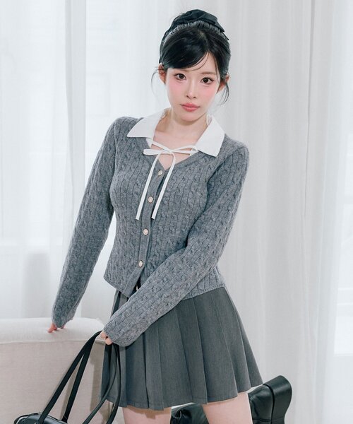 OLIVE des OLIVE（オリーブデオリーブ）の「金ボタンレイヤードニット（ニット/セーター・レディース・オフホワイト/トップグレー/ブラック/ダークブラウン・FREE）」の20枚目の写真