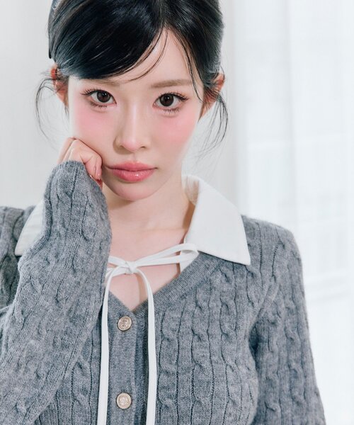 OLIVE des OLIVE（オリーブデオリーブ）の「金ボタンレイヤードニット（ニット/セーター・レディース・オフホワイト/トップグレー/ブラック/ダークブラウン・FREE）」の19枚目の写真