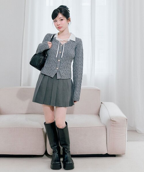 OLIVE des OLIVE（オリーブデオリーブ）の「金ボタンレイヤードニット（ニット/セーター・レディース・オフホワイト/トップグレー/ブラック/ダークブラウン・FREE）」の16枚目の写真