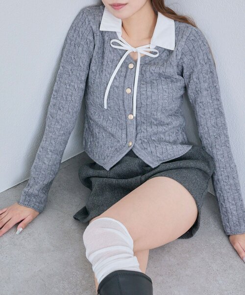 OLIVE des OLIVE（オリーブデオリーブ）の「金ボタンレイヤードニット（ニット/セーター・レディース・オフホワイト/トップグレー/ブラック/ダークブラウン・FREE）」の13枚目の写真