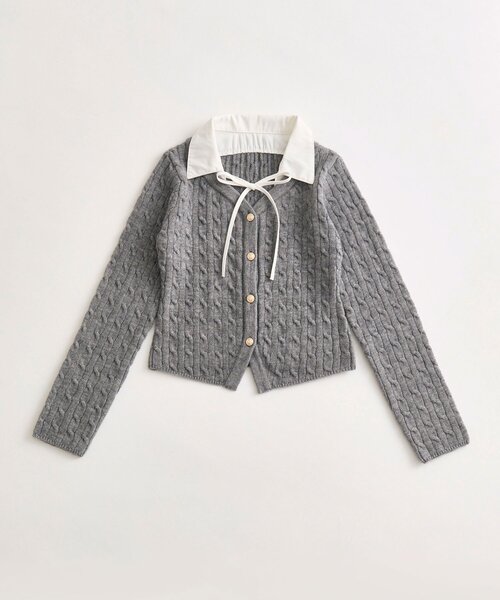 OLIVE des OLIVE（オリーブデオリーブ）の「金ボタンレイヤードニット（ニット/セーター・レディース・オフホワイト/トップグレー/ブラック/ダークブラウン・FREE）」の9枚目の写真