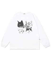モノナティキャッツプリントロングスリーブホワイト