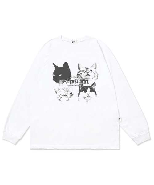 ESCAPEFROM(エスケープフロム)の「モノナティキャッツプリントロングスリーブホワイト(Tシャツ/カットソー・レディース・その他・MEDIUM/LARGE/SMALL)」の1枚目の写真