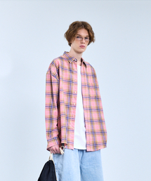 STANDARDERROR（スタンダードエラー）の「87-STAN079 レトロオーバーサイズポケット長袖チェックシャツピンク（シャツ/ブラウス）」