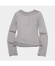 PLACE STUDIO | フレンチカラー ポップ オフショルダー レイヤード スナップボタン Tシャツ _ 2COLOR(Tシャツ/カットソー)