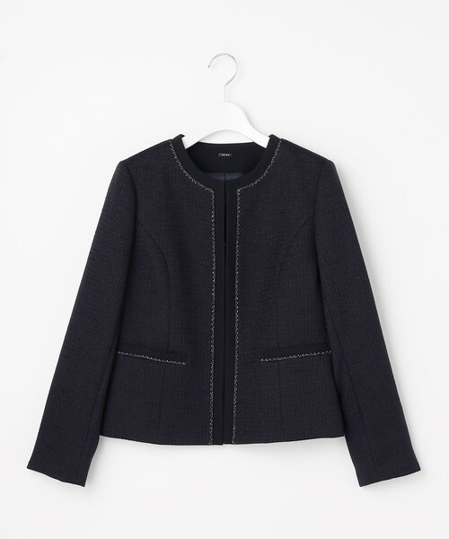 ANY SIS(エニィスィス)の「リップルボーダーストレッチ ジャケット(ノーカラージャケット・レディース・ネイビー系/ネイビー系6/ベージュ系6・SMALL/MEDIUM/LARGE)」の18枚目の写真