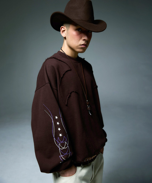 LIBERE（リベーレ）の「LIBERE リベーレ / WESTERN FLAME CREWNECK SWEAT ビッグシルエットウエスタンフレイムクルーネックスウェット / 255224-255225（スウェット・メンズ・ブラック/ブラウン・SMALL/MEDIUM/LARGE）」の2枚目の写真
