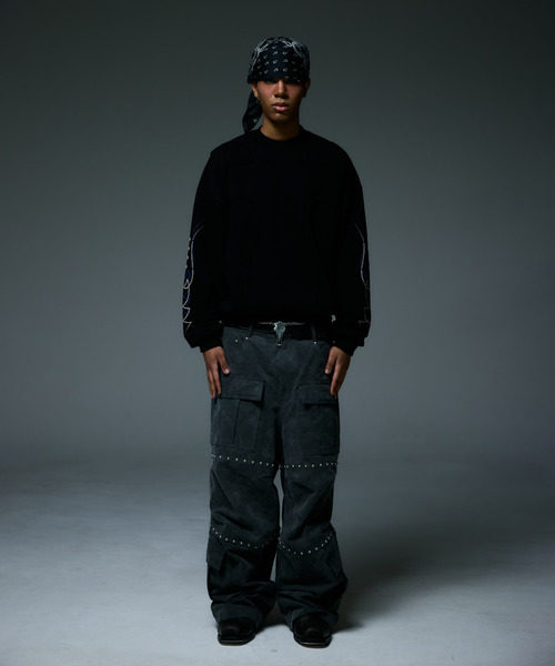 LIBERE（リベーレ）の「LIBERE リベーレ / WESTERN FLAME CREWNECK SWEAT ビッグシルエットウエスタンフレイムクルーネックスウェット / 255224-255225（スウェット・メンズ・ブラック/ブラウン・SMALL/MEDIUM/LARGE）」の3枚目の写真