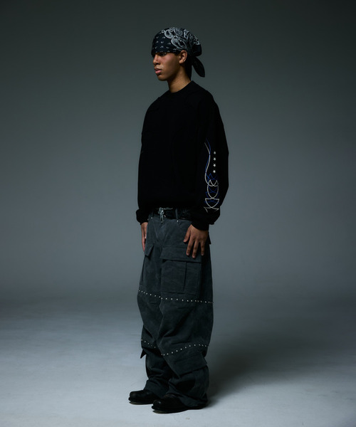 LIBERE（リベーレ）の「LIBERE リベーレ / WESTERN FLAME CREWNECK SWEAT ビッグシルエットウエスタンフレイムクルーネックスウェット / 255224-255225（スウェット・メンズ・ブラック/ブラウン・SMALL/MEDIUM/LARGE）」の4枚目の写真