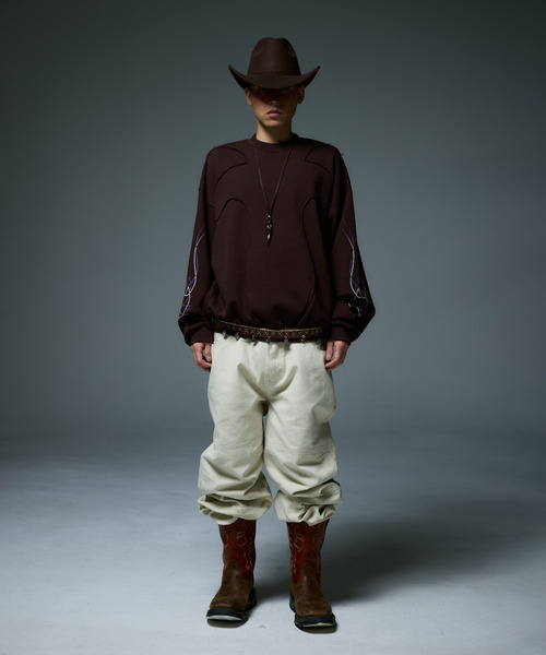 LIBERE（リベーレ）の「LIBERE リベーレ / WESTERN FLAME CREWNECK SWEAT ビッグシルエットウエスタンフレイムクルーネックスウェット / 255224-255225（スウェット・メンズ・ブラック/ブラウン・SMALL/MEDIUM/LARGE）」の13枚目の写真