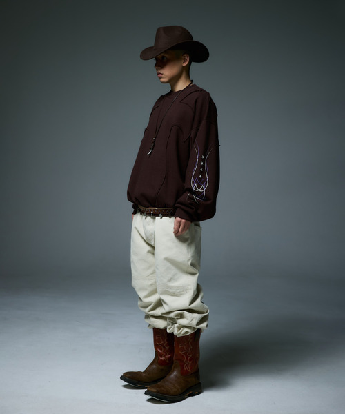 LIBERE（リベーレ）の「LIBERE リベーレ / WESTERN FLAME CREWNECK SWEAT ビッグシルエットウエスタンフレイムクルーネックスウェット / 255224-255225（スウェット・メンズ・ブラック/ブラウン・SMALL/MEDIUM/LARGE）」の14枚目の写真